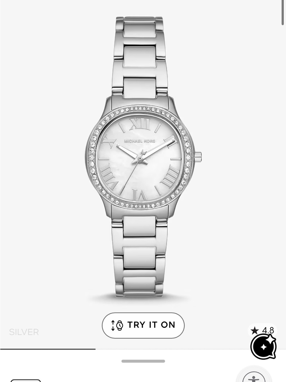 Michael Kors Silver Crystal-Accent Women's Bracelet Watch